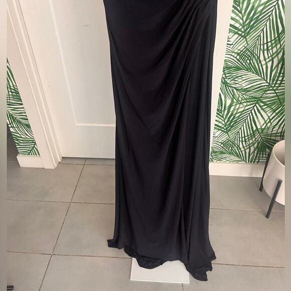 NWT Mac Duggal Black One Shoulder Maxi Jersey Gown Size 0 NWT - Picture 5 of 11